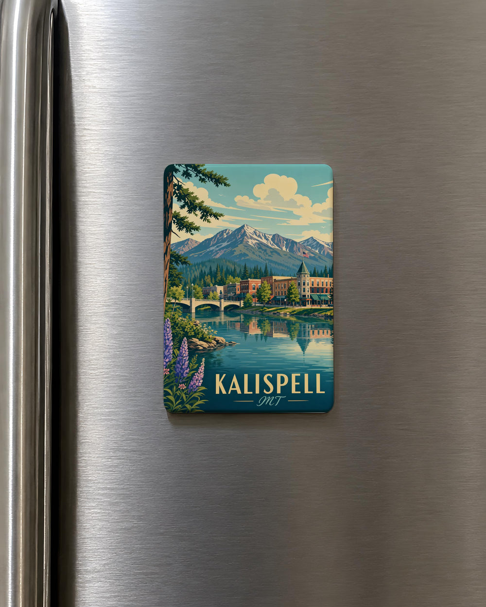 Kalispell MT Fridge Magnet, Kalispell Montana Souvenir Magnet, Flathead Valley Travel Gift, Montana Vacation Keepsake Magnet