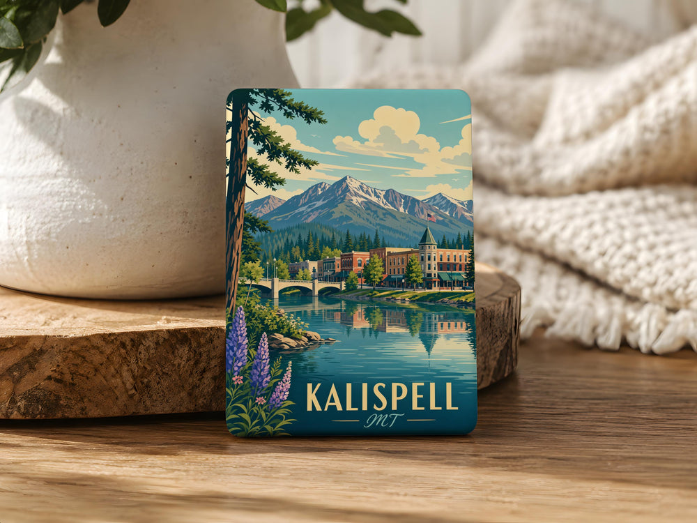 Kalispell MT Fridge Magnet, Kalispell Montana Souvenir Magnet, Flathead Valley Travel Gift, Montana Vacation Keepsake Magnet