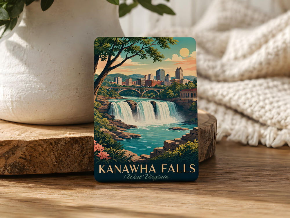 Kanawha Falls Fridge Magnet, West Virginia Waterfall Souvenir, Kanawha River Scenic Travel Keepsake Magnet