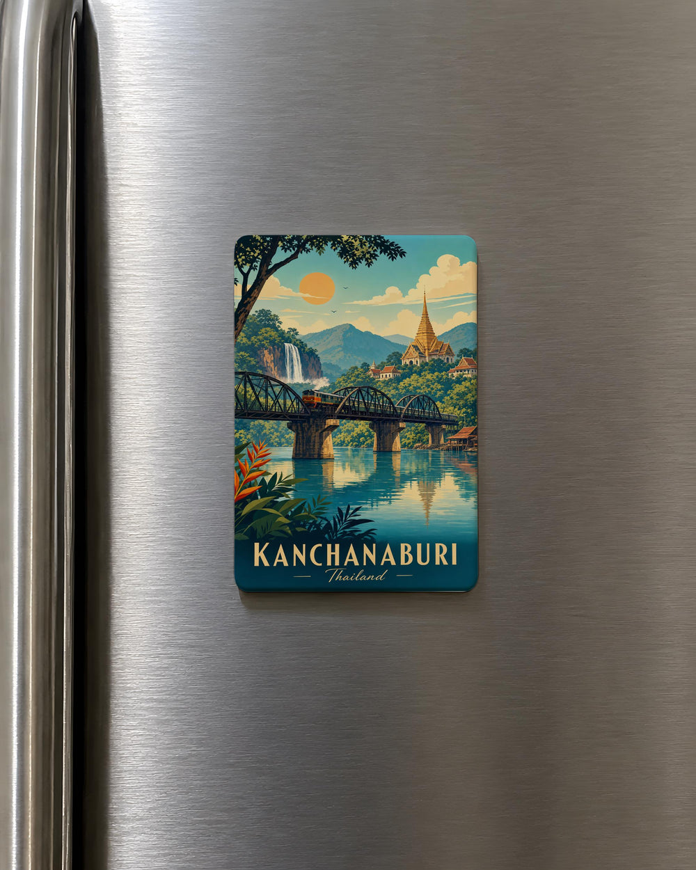 Kanchanaburi Thailand Fridge Magnet, Bridge on the River Kwai Souvenir, Thailand Travel Gift, Kanchanaburi Landmark Magnet