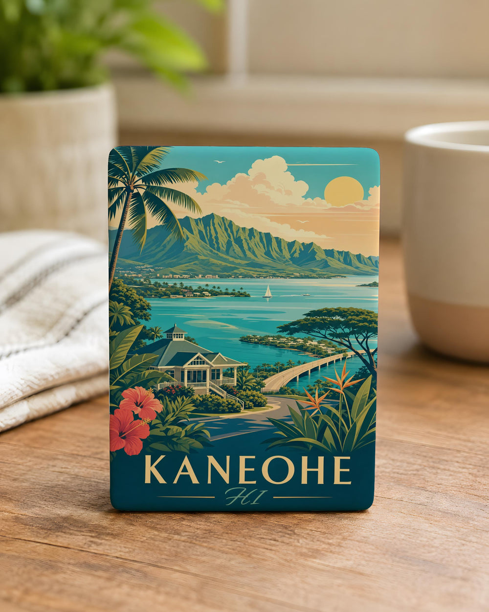 Kaneohe Hawaii Fridge Magnet, Kaneohe HI Souvenir Magnet, Oahu Island Travel Gift, Hawaii Keepsake Magnet