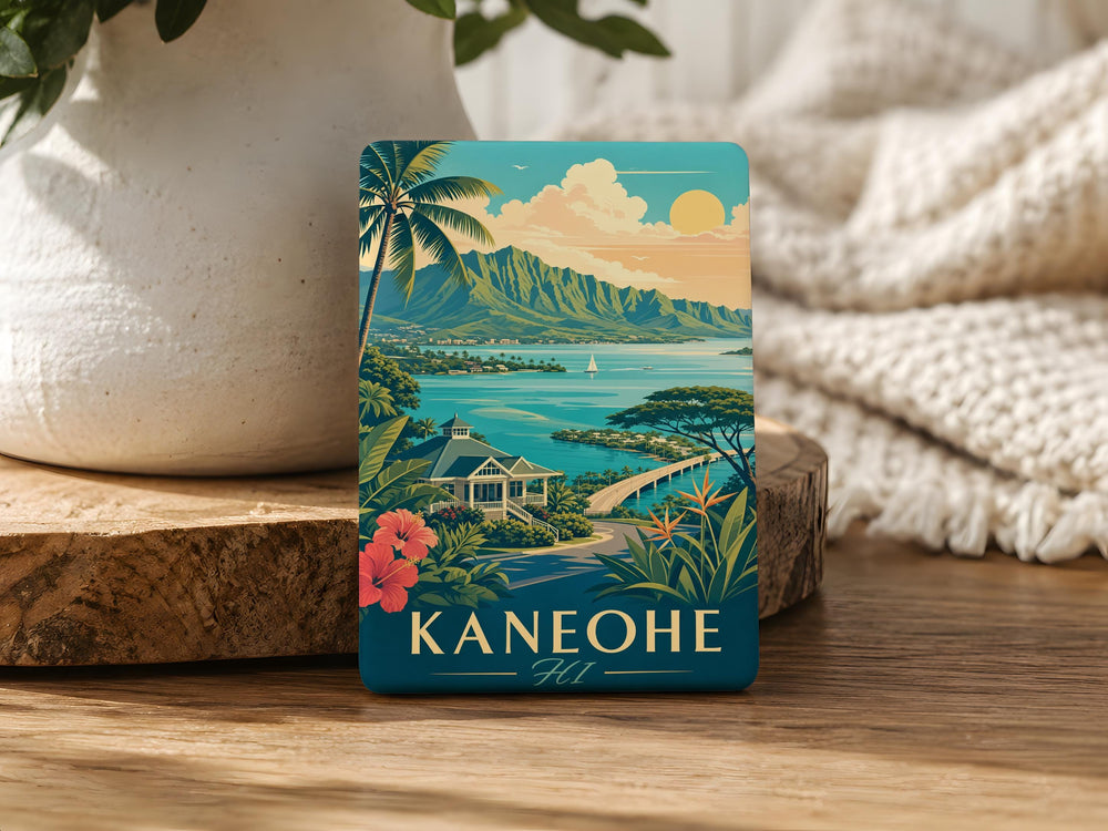 Kaneohe Hawaii Fridge Magnet, Kaneohe HI Souvenir Magnet, Oahu Island Travel Gift, Hawaii Keepsake Magnet