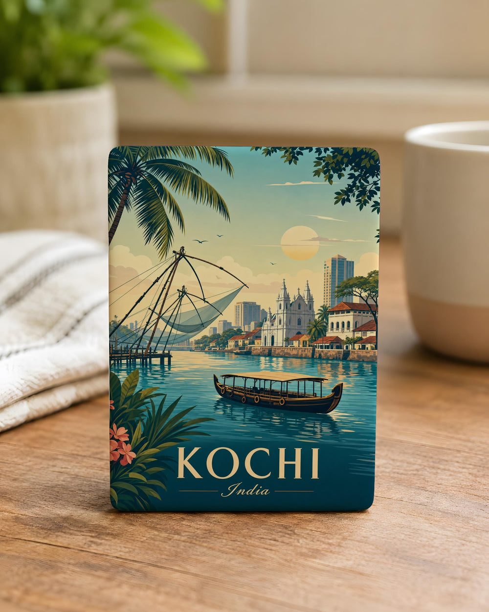 Kochi India Fridge Magnet, Kerala Souvenir Magnet, Fort Kochi Travel Keepsake, Indian City Landmark Refrigerator Magnet