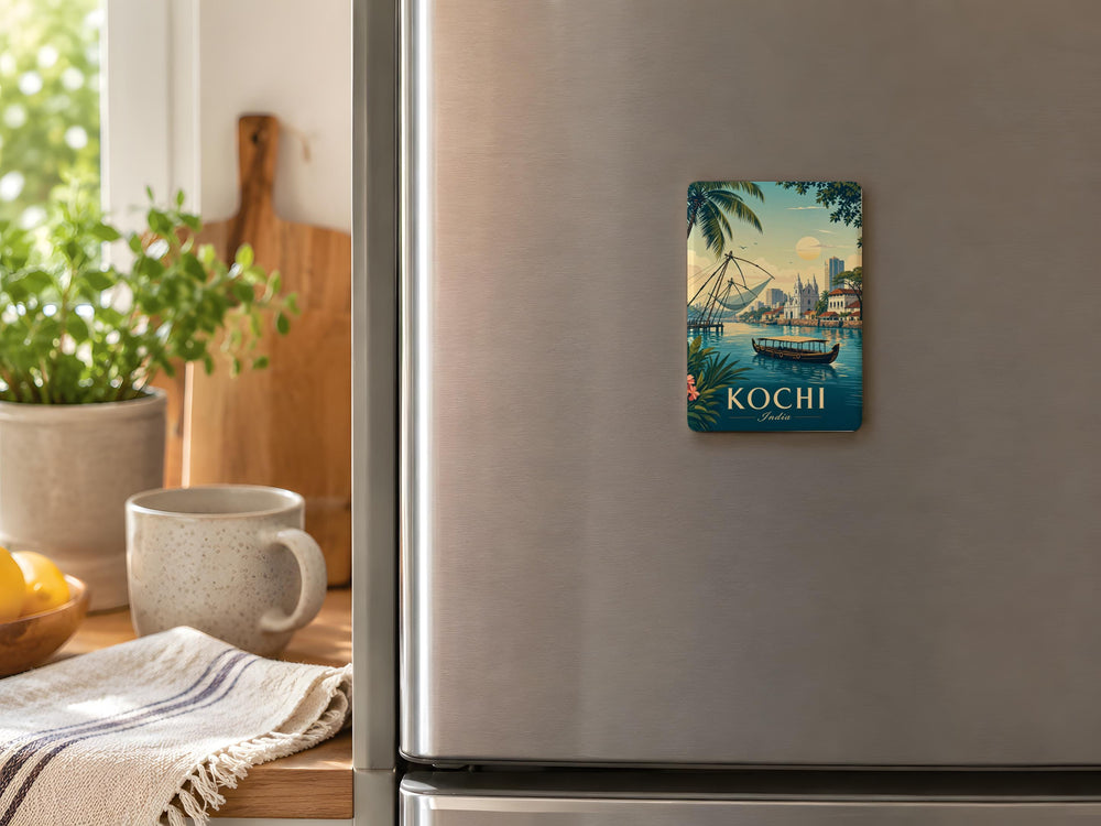 Kochi India Fridge Magnet, Kerala Souvenir Magnet, Fort Kochi Travel Keepsake, Indian City Landmark Refrigerator Magnet