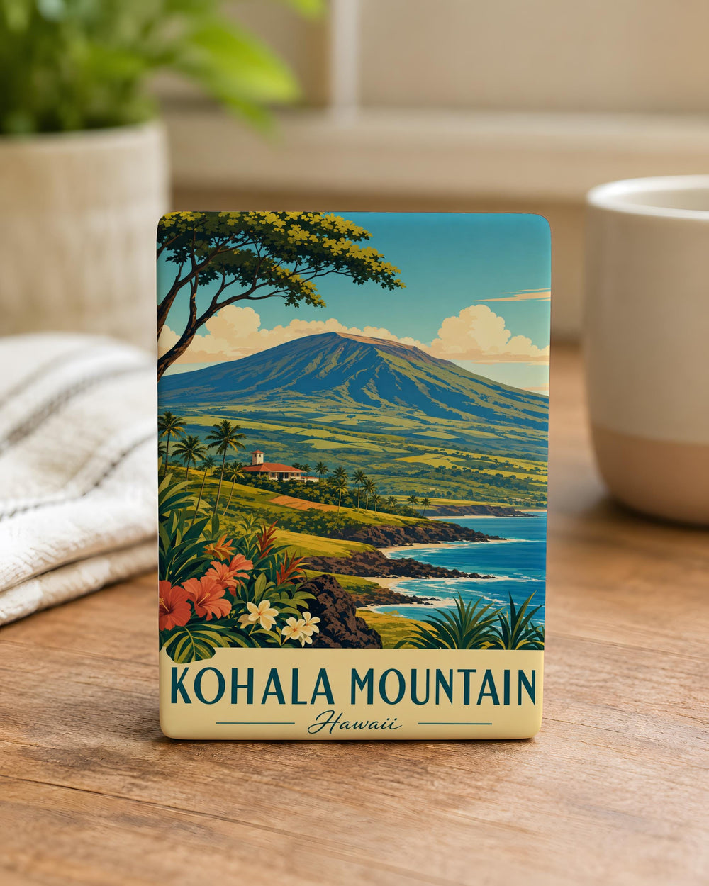 Kohala Mountain Fridge Magnet, Hawaii Mountain Landscape Souvenir Magnet, Kohala Coast Travel Gift, Big Island Keepsake Magnet