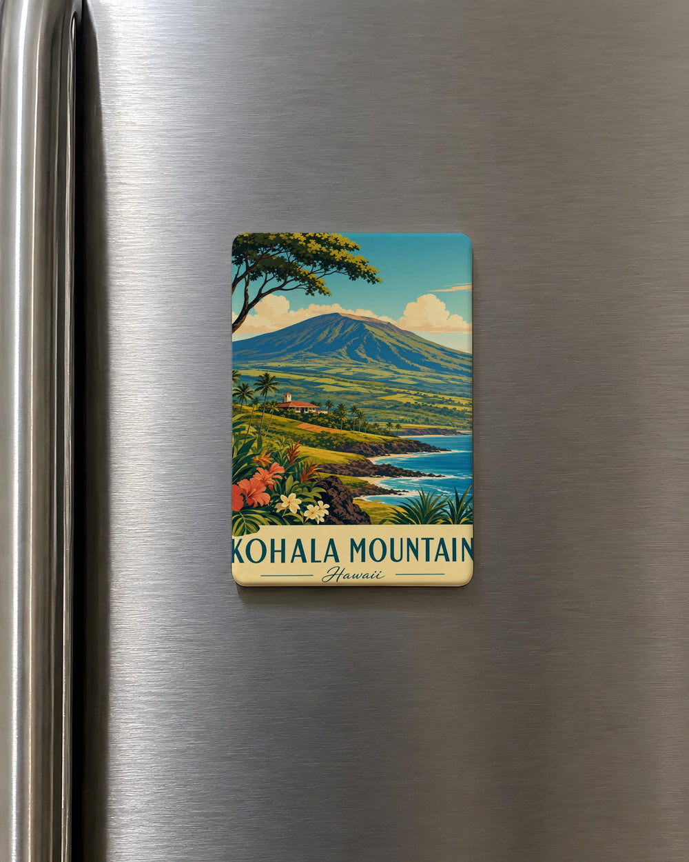 Kohala Mountain Fridge Magnet, Hawaii Mountain Landscape Souvenir Magnet, Kohala Coast Travel Gift, Big Island Keepsake Magnet