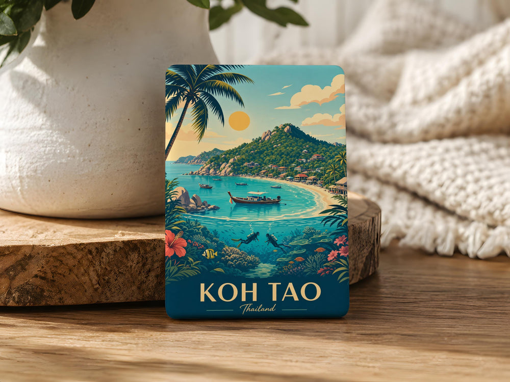 Koh Tao Thailand Fridge Magnet, Koh Tao Island Souvenir Magnet, Thailand Travel Gift, Tropical Island Keepsake Magnet