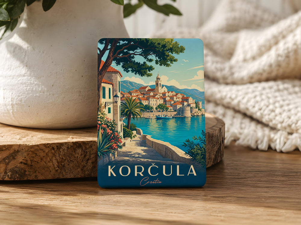 Korčula Croatia Fridge Magnet, Korčula Old Town Souvenir, Dalmatian Coast Travel Gift, Croatia Island Keepsake Magnet