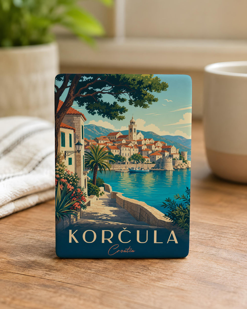 Korčula Croatia Fridge Magnet, Korčula Old Town Souvenir, Dalmatian Coast Travel Gift, Croatia Island Keepsake Magnet