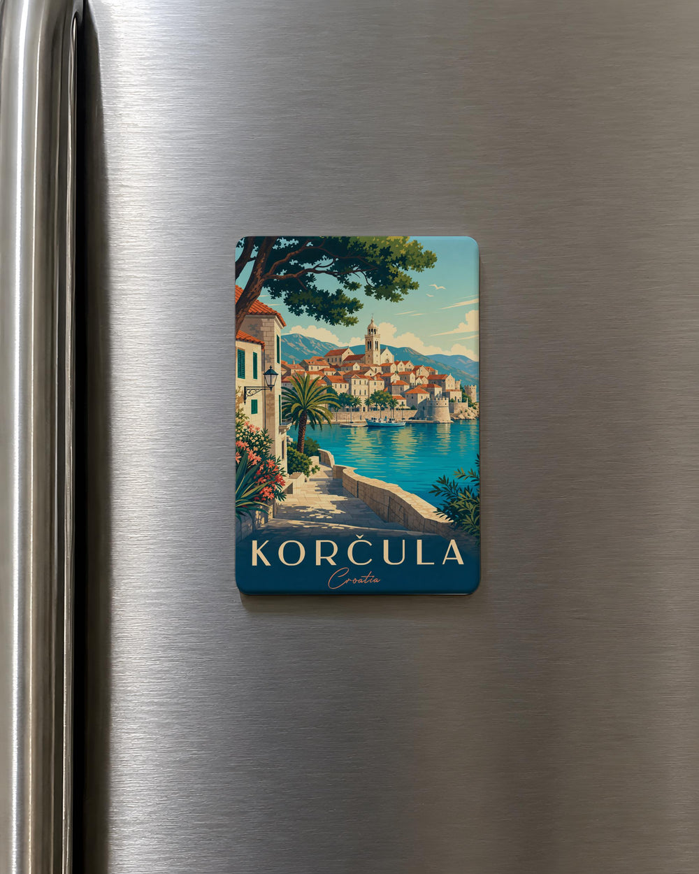 Korčula Croatia Fridge Magnet, Korčula Old Town Souvenir, Dalmatian Coast Travel Gift, Croatia Island Keepsake Magnet