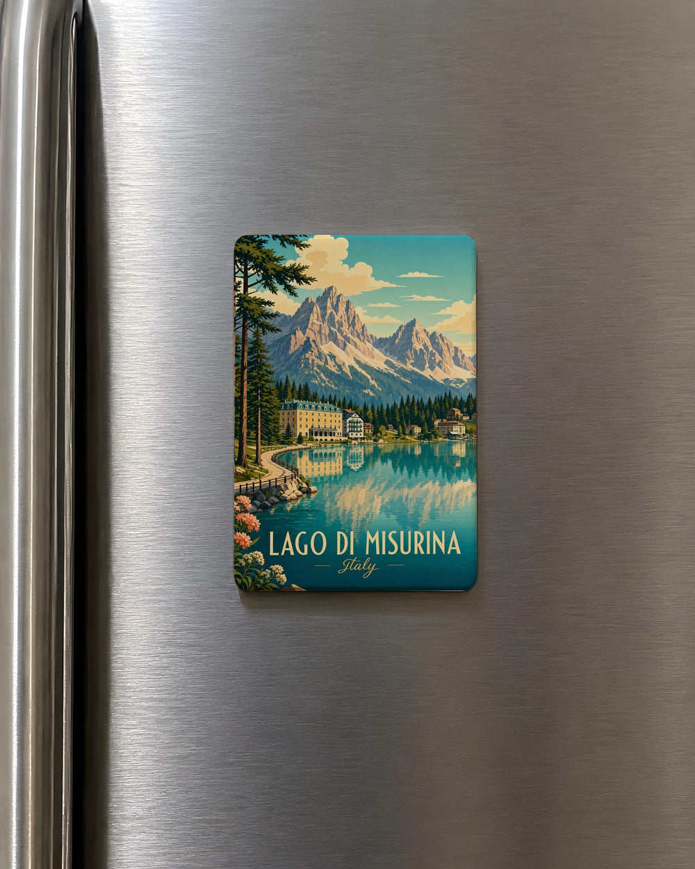 Lago di Misurina Italy Fridge Magnet, Dolomites Souvenir Magnet, Italian Lake Travel Gift, Misurina Lake Keepsake Magnet