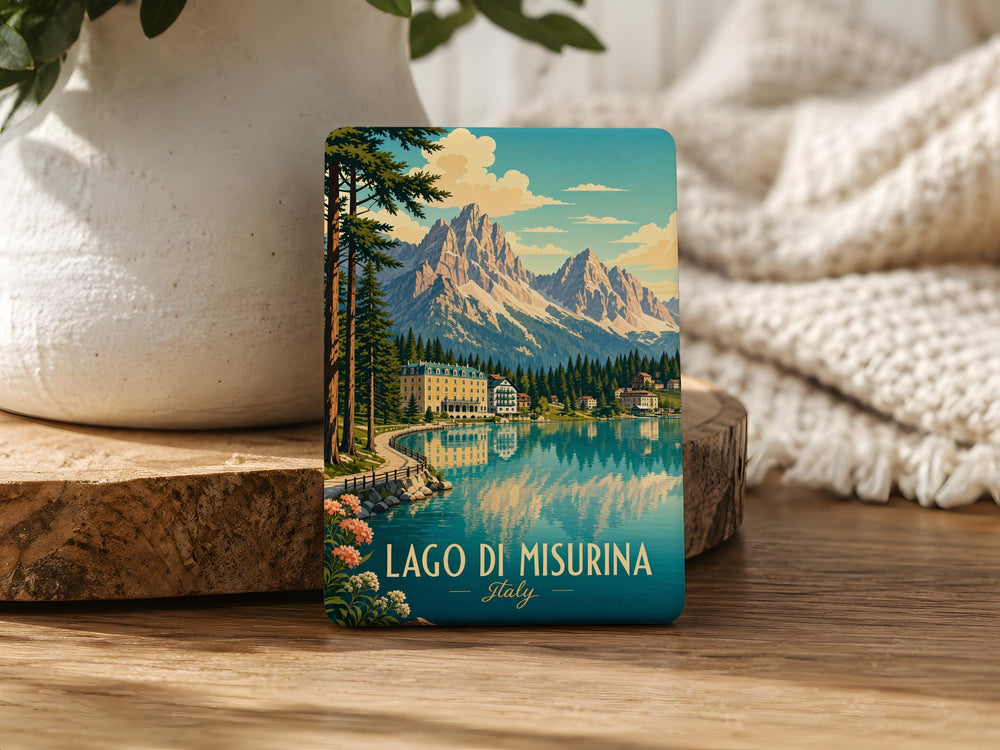 Lago di Misurina Italy Fridge Magnet, Dolomites Souvenir Magnet, Italian Lake Travel Gift, Misurina Lake Keepsake Magnet