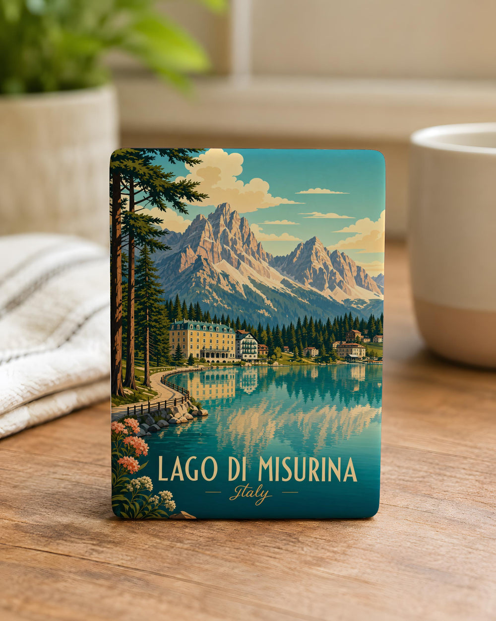 Lago di Misurina Italy Fridge Magnet, Dolomites Souvenir Magnet, Italian Lake Travel Gift, Misurina Lake Keepsake Magnet