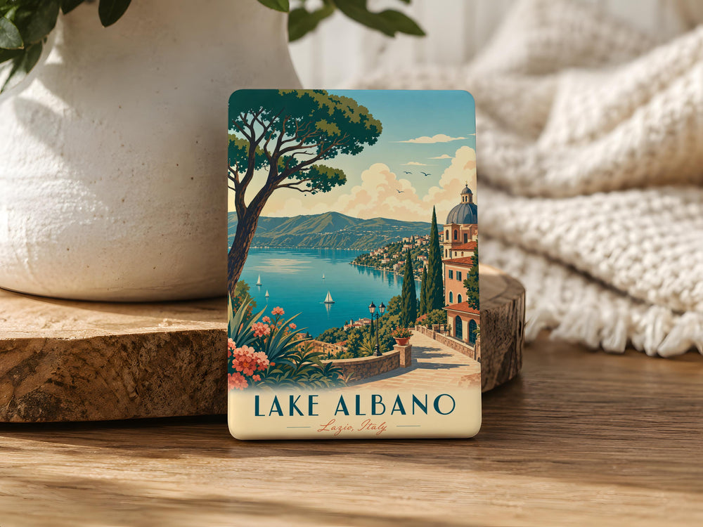 Lake Albano Fridge Magnet, Italy Lake Souvenir Magnet, Castel Gandolfo Travel Gift, Lazio Lakeside Keepsake Magnet