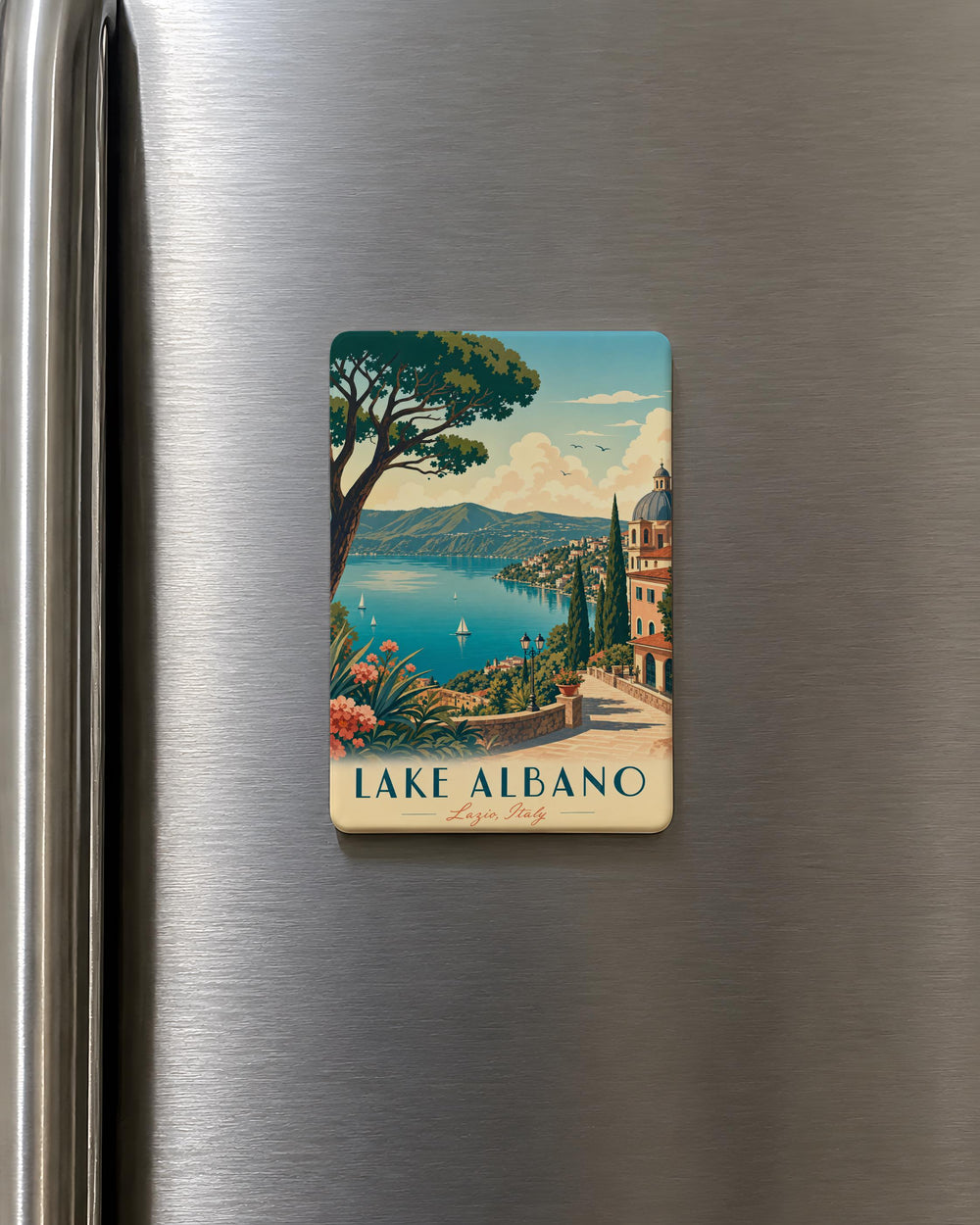 Lake Albano Fridge Magnet, Italy Lake Souvenir Magnet, Castel Gandolfo Travel Gift, Lazio Lakeside Keepsake Magnet