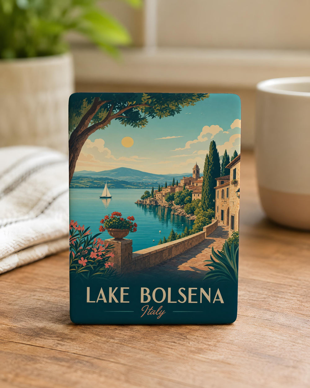 Lake Bolsena Italy Fridge Magnet, Scenic Lake View Souvenir Magnet, Travel Gift, Italian Lake Landmark Keepsake