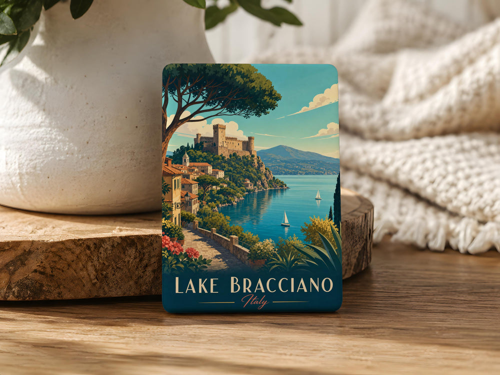 Lake Bracciano Italy Fridge Magnet, Lago di Bracciano Souvenir, Bracciano Castle Travel Keepsake Magnet