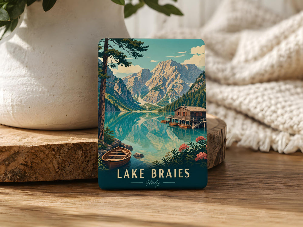 Lake Braies Fridge Magnet, Dolomites Italy Travel Souvenir, Alpine Lake & Mountain Scenery Kitchen Magnet, Lago di Braies Gift