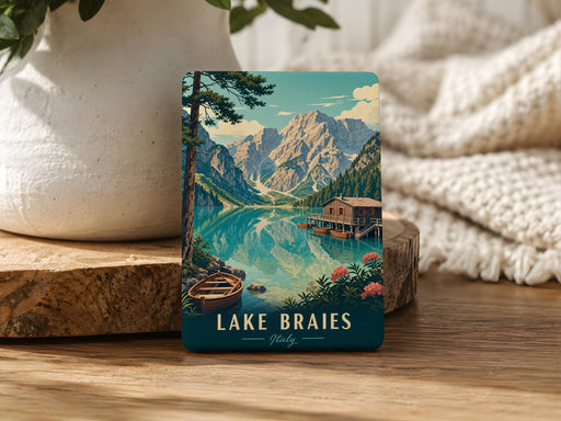 Lake Braies Fridge Magnet, Dolomites Italy Travel Souvenir, Alpine Lake & Mountain Scenery Kitchen Magnet, Lago di Braies Gift