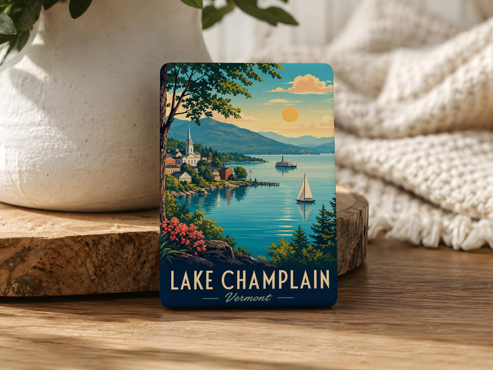 Lake Champlain Vermont Fridge Magnet, Lake Champlain Souvenir Magnet, Vermont Travel Gift, Burlington VT Keepsake Magnet