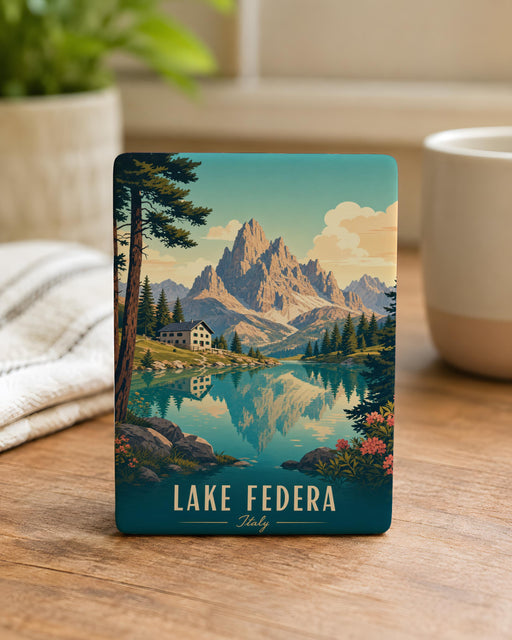 Lake Fedèra Fridge Magnet, Dolomites Italy Mountain Lake Souvenir, Cortina d'Ampezzo Travel Keepsake Magnet