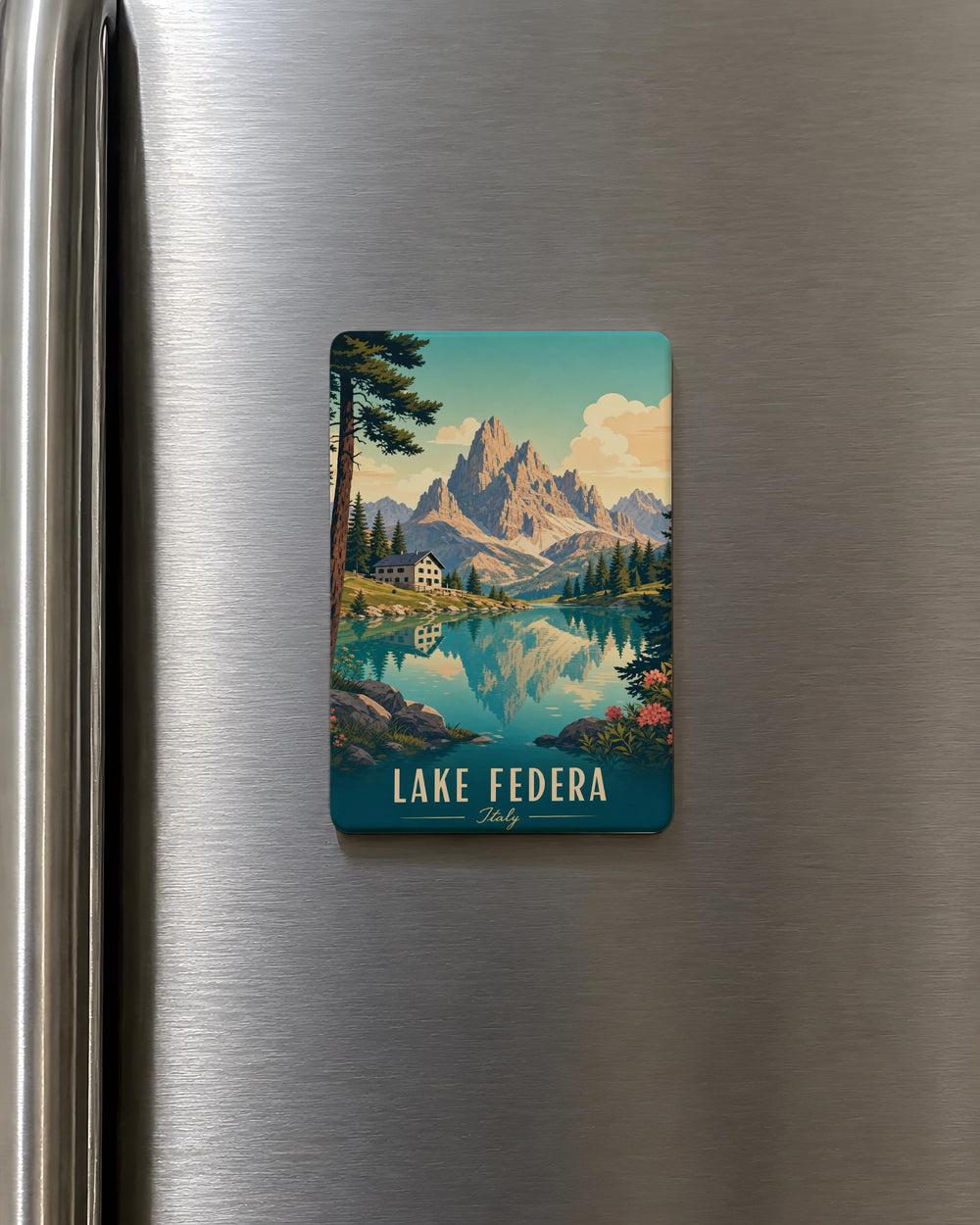 Lake Fedèra Fridge Magnet, Dolomites Italy Mountain Lake Souvenir, Cortina d'Ampezzo Travel Keepsake Magnet