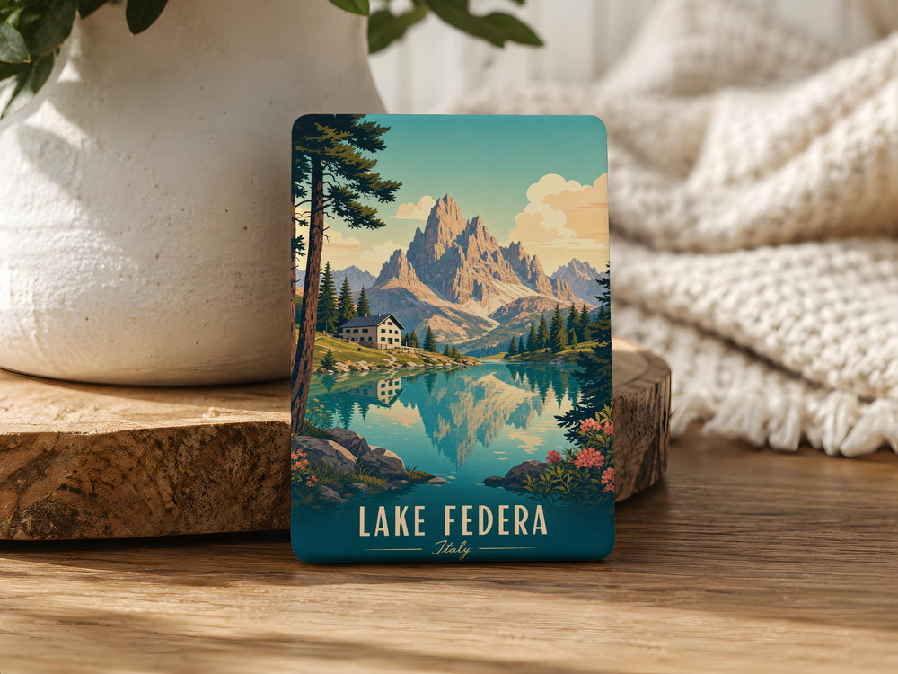 Lake Fedèra Fridge Magnet, Dolomites Italy Mountain Lake Souvenir, Cortina d'Ampezzo Travel Keepsake Magnet