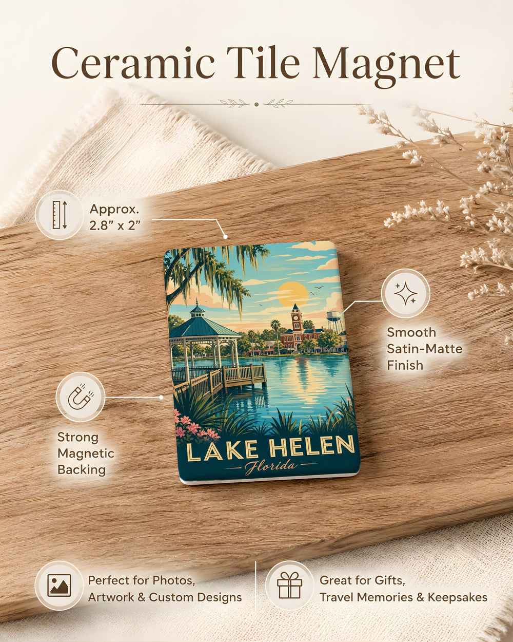 Lake Helen Florida Fridge Magnet, Lake Helen FL Souvenir Magnet, Central Florida Travel Gift, Small Town Keepsake Magnet
