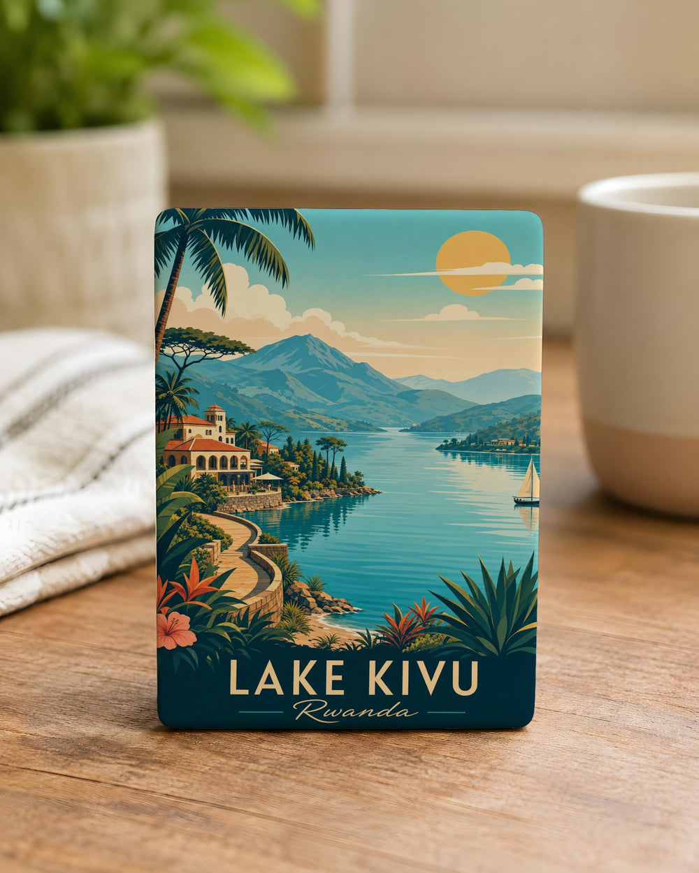 Lake Kivu Rwanda Fridge Magnet, Lake Kivu Souvenir Magnet, Rwanda Travel Gift, African Great Lakes Keepsake Magnet