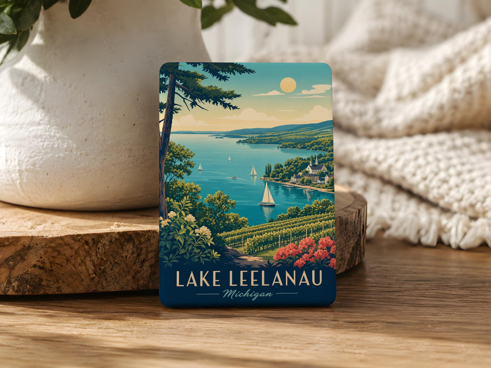 Lake Leelanau Fridge Magnet, Michigan Lake Leelanau Souvenir Magnet, Leelanau County Travel Keepsake Magnet