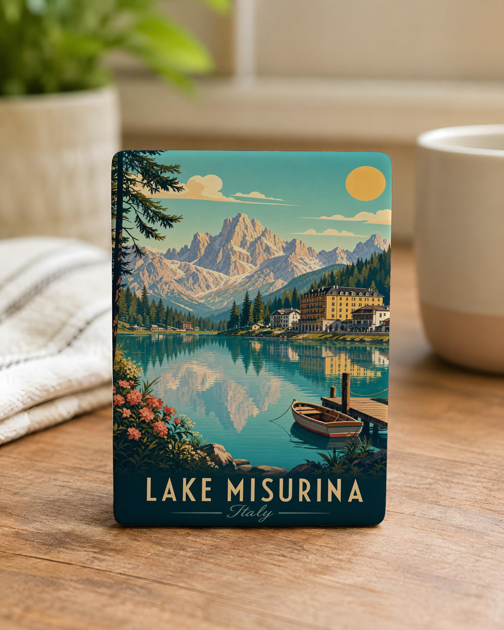 Lake Misurina Italy Fridge Magnet, Dolomites Mountain Lake Souvenir Magnet, Travel Gift, Alpine Landscape Keepsake
