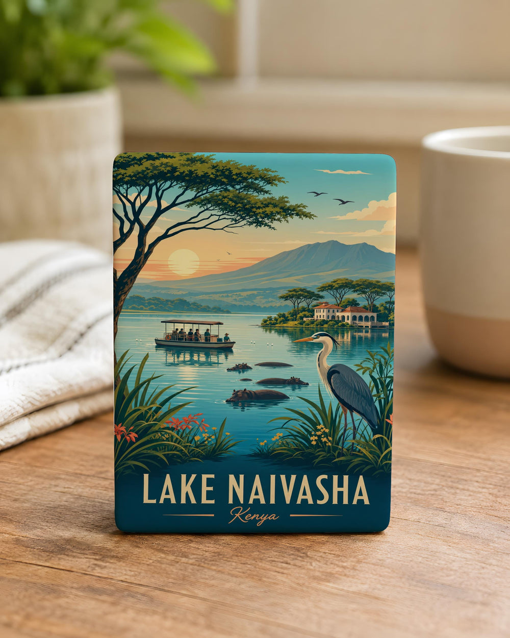 Lake Naivasha Fridge Magnet, Kenya Lake Souvenir Magnet, African Travel Keepsake, Naivasha Landmark Gift