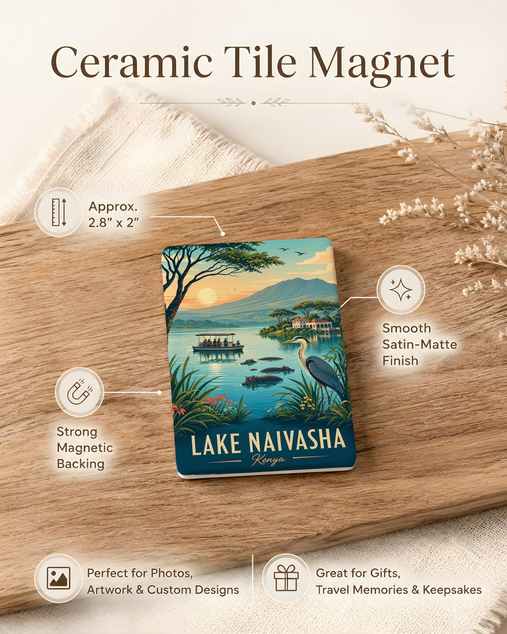 Lake Naivasha Fridge Magnet, Kenya Lake Souvenir Magnet, African Travel Keepsake, Naivasha Landmark Gift
