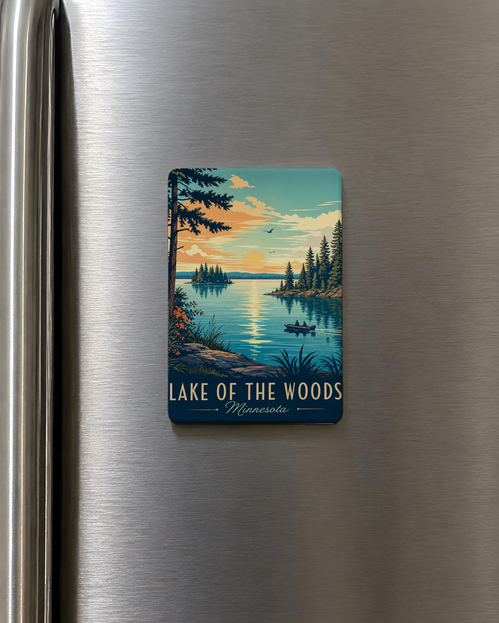 Lake of the Woods Minnesota Fridge Magnet, Lake of the Woods MN Souvenir Magnet, Minnesota Lake Travel Gift, Cabin Decor Magnet
