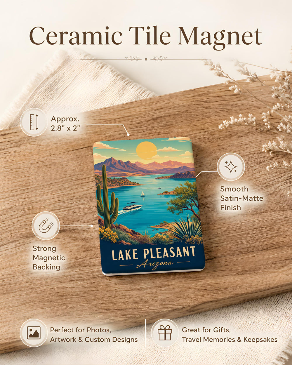 Lake Pleasant Arizona Fridge Magnet, Lake Pleasant Reservoir Souvenir Magnet, Arizona Lake Travel Keepsake Magnet