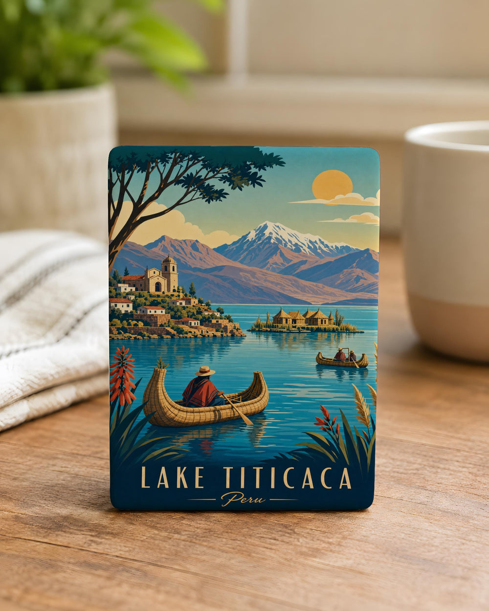 Lake Titicaca Fridge Magnet, Peru Bolivia Travel Souvenir, Andean Highlands Landmark Keepsake Gift