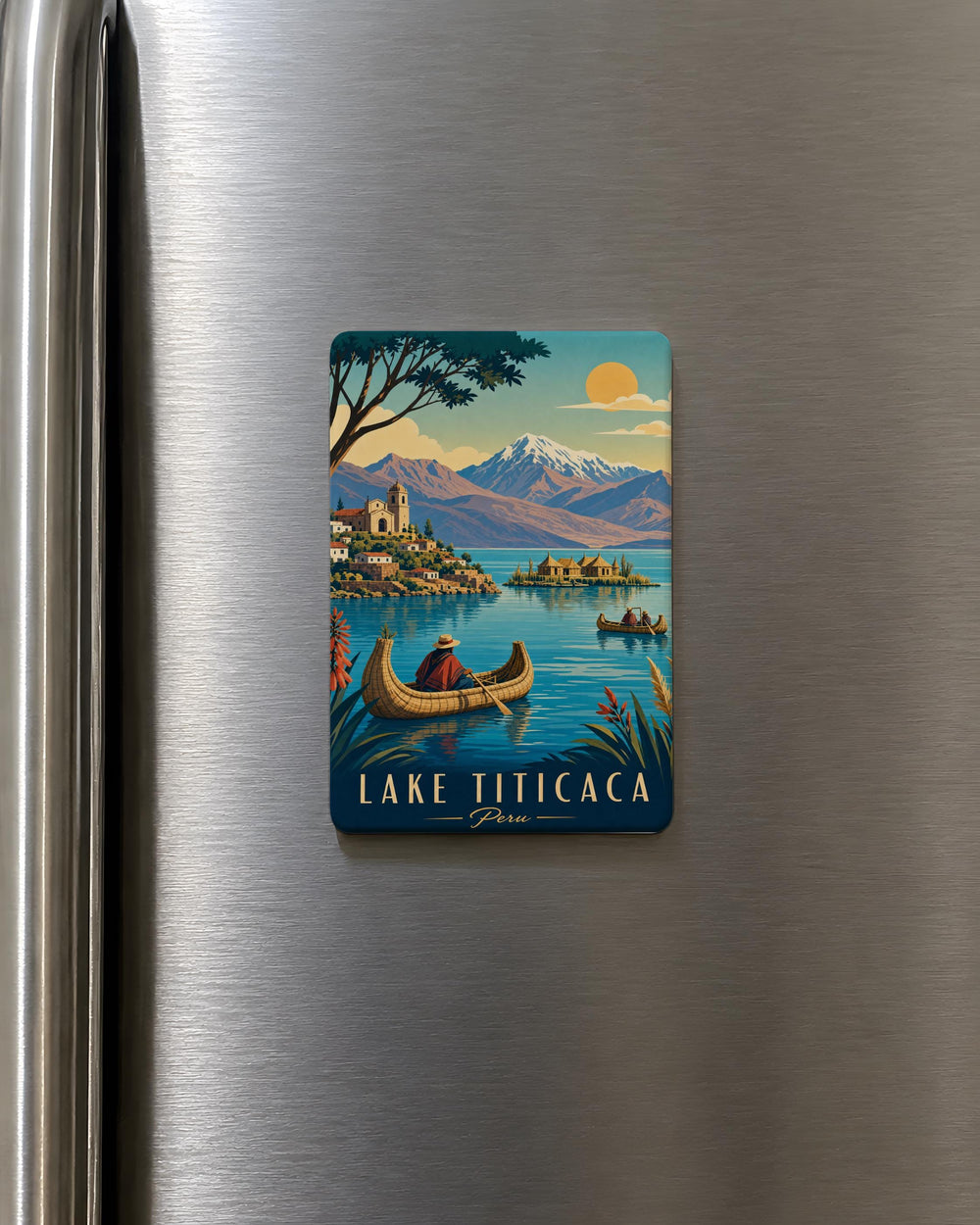 Lake Titicaca Fridge Magnet, Peru Bolivia Travel Souvenir, Andean Highlands Landmark Keepsake Gift