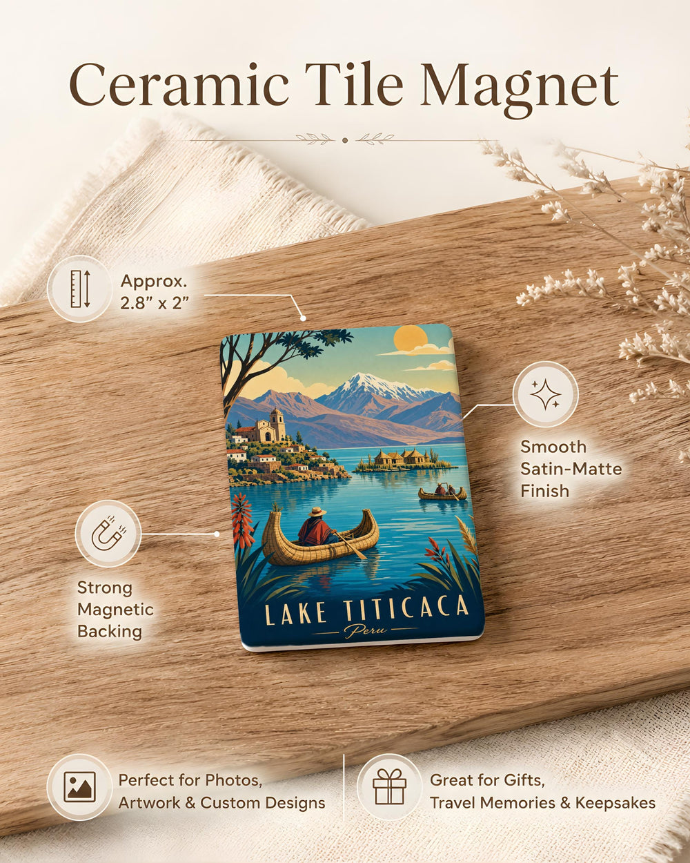 Lake Titicaca Fridge Magnet, Peru Bolivia Travel Souvenir, Andean Highlands Landmark Keepsake Gift