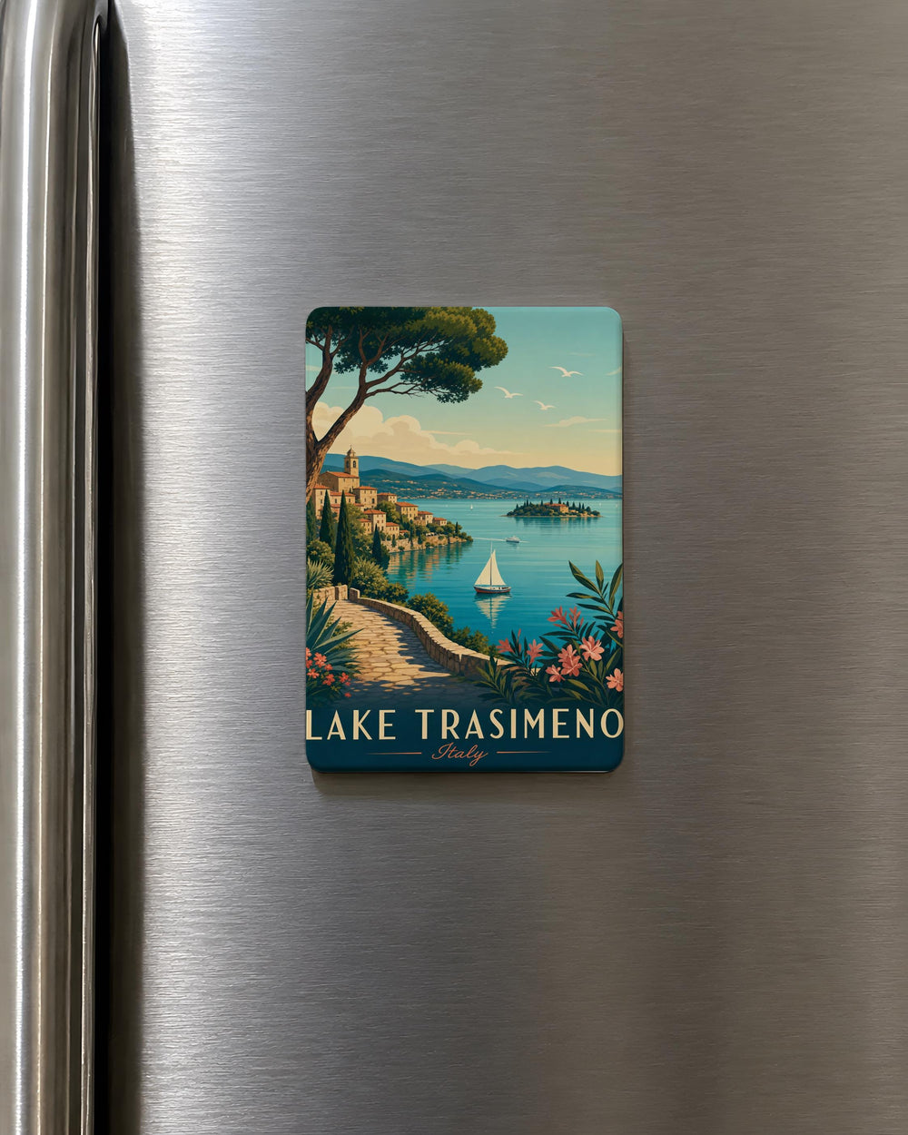 Lake Trasimeno Italy Fridge Magnet, Umbria Souvenir Magnet, Lake Trasimeno Travel Gift, Italian Lake Landmark Magnet