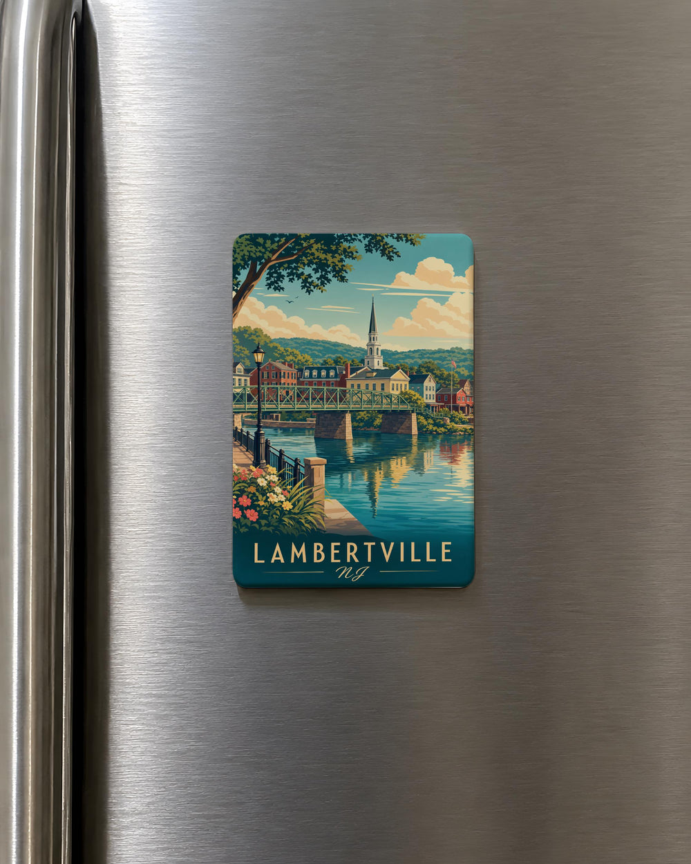 Lambertville NJ Fridge Magnet, Lambertville New Jersey Souvenir Magnet, Delaware River Town Travel Keepsake Gift