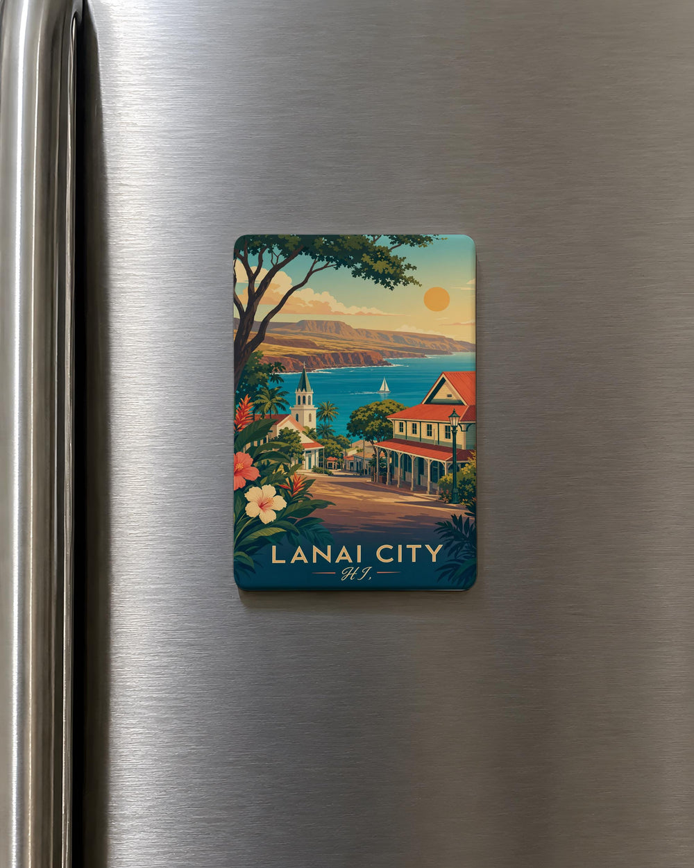 Lanai City HI Fridge Magnet, Hawaii Island Souvenir, Lanai City Travel Keepsake, Hawaiian Decor Magnet, Gift for Travelers