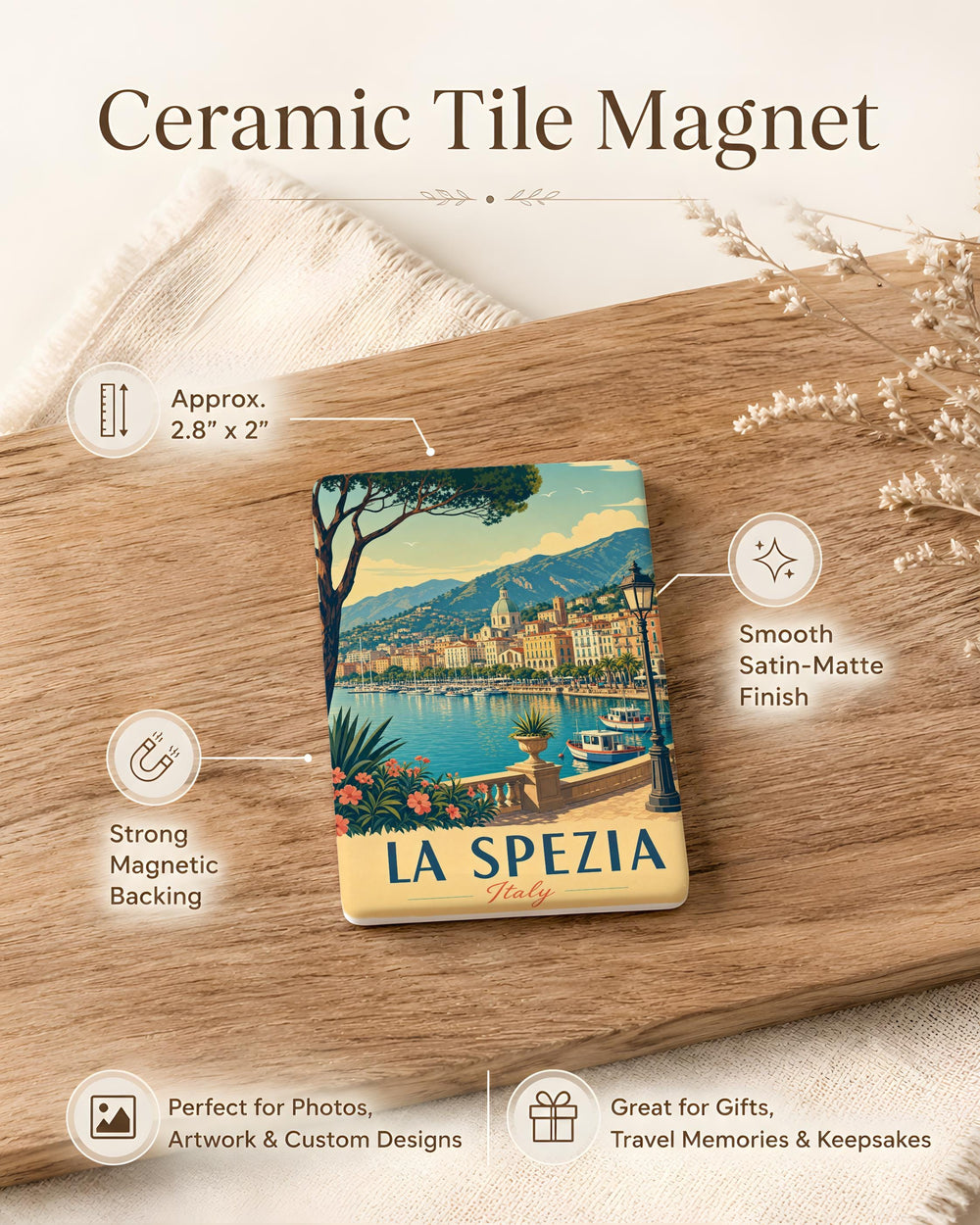 La Spezia Italy Fridge Magnet, La Spezia Souvenir Magnet, Italian Riviera Travel Keepsake, Cinque Terre Region Gift