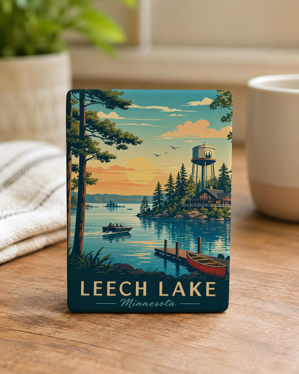 Leech Lake Minnesota Fridge Magnet, Leech Lake MN Souvenir Magnet, Minnesota Lake Travel Gift, Leech Lake Vacation Keepsake