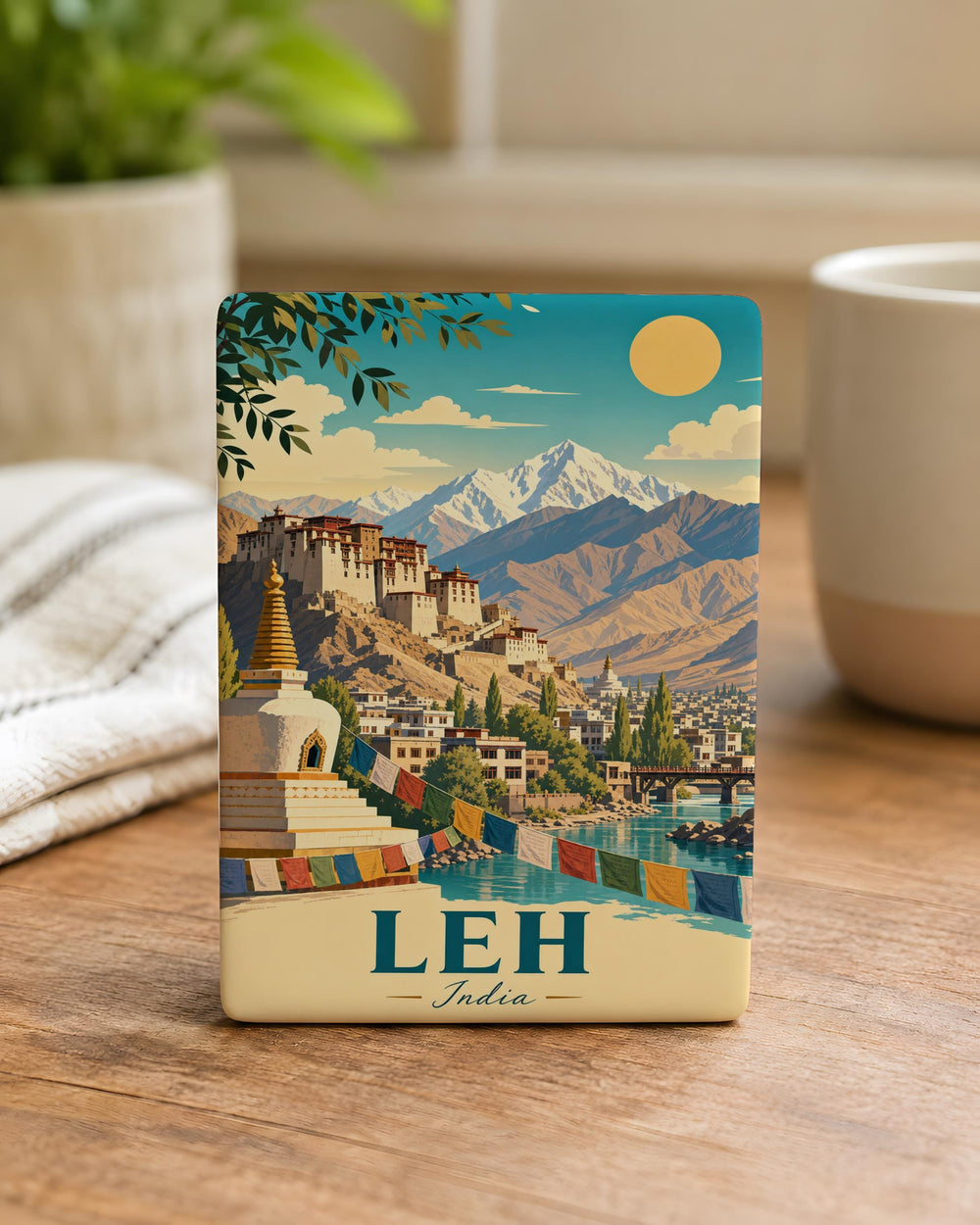Leh India Fridge Magnet, Ladakh Travel Souvenir Magnet, Himalayan Mountain Town Landmark Keepsake Gift