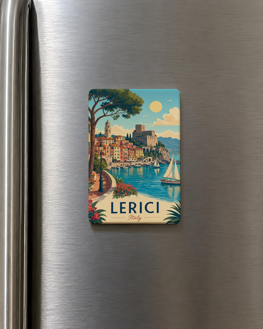 Lerici Italy Fridge Magnet, Lerici Liguria Souvenir Magnet, Italian Riviera Travel Gift, Coastal Town Landmark Magnet