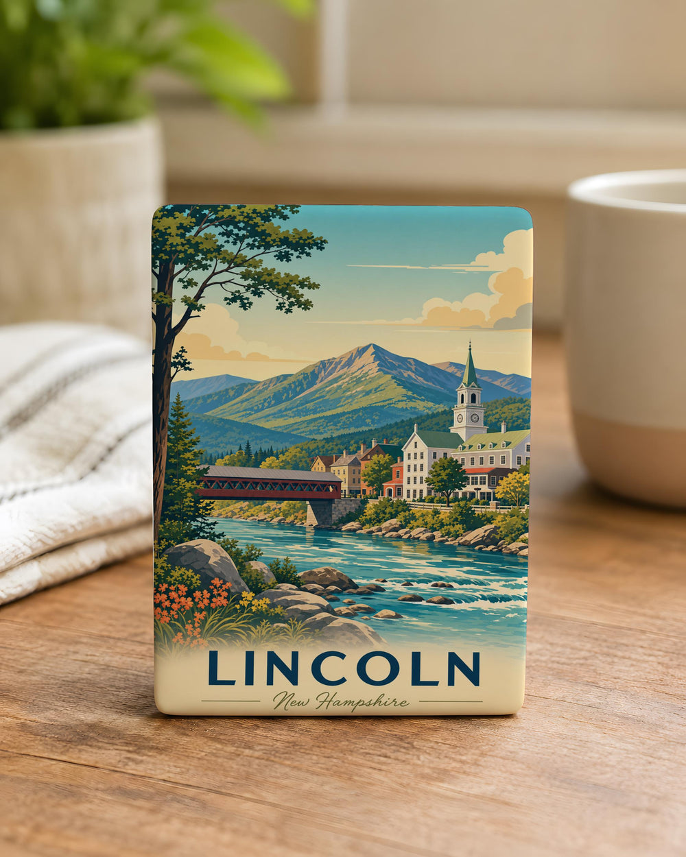 Lincoln NH Fridge Magnet, Lincoln New Hampshire Souvenir Magnet, White Mountains Travel Gift, New England Vacation Keepsake