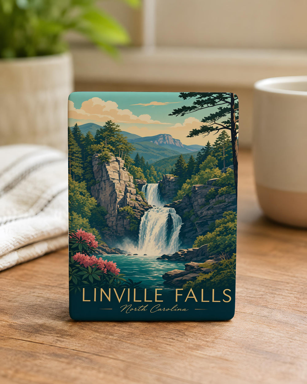 Linville Falls Fridge Magnet, North Carolina Waterfall Souvenir, Blue Ridge Mountains Nature Travel Keepsake