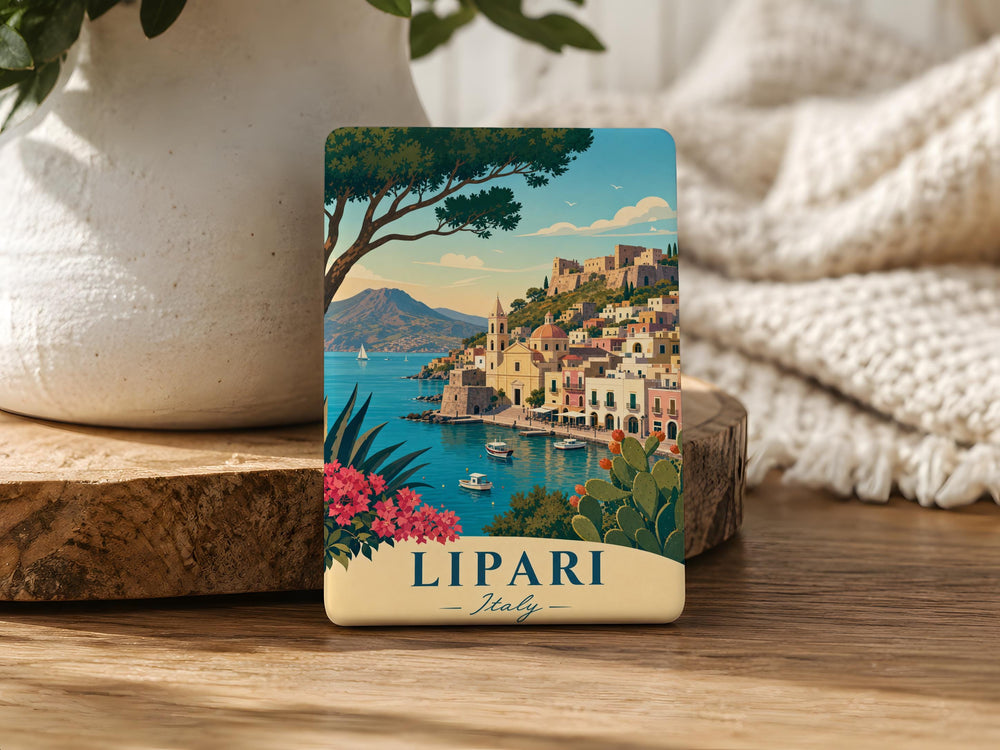 Lipari Italy Fridge Magnet, Lipari Island Sicily Souvenir Magnet, Aeolian Islands Travel Gift, Italian Island Keepsake Magnet