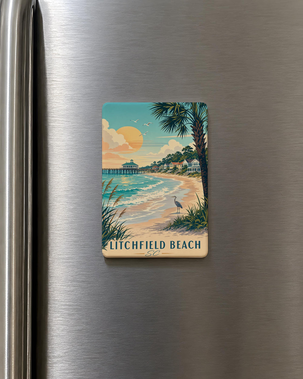 Litchfield Beach SC Fridge Magnet, South Carolina Coastal Beach Souvenir Magnet, Litchfield Beach Travel Keepsake Magnet