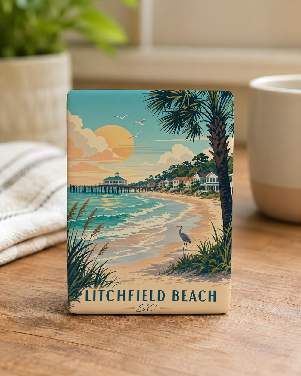 Litchfield Beach SC Fridge Magnet, South Carolina Coastal Beach Souvenir Magnet, Litchfield Beach Travel Keepsake Magnet